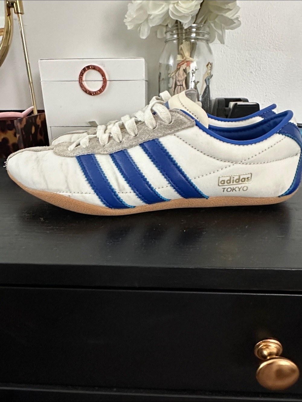 adidas Tokyo Women White and Blue Low-Profile Sneakers